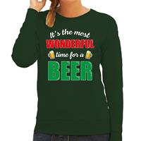 Bellatio Wonderful beer foute Kerst bier sweater / trui groen voor dames