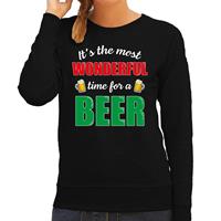 Bellatio Wonderful beer foute Kerst bier sweater / trui zwart voor dames