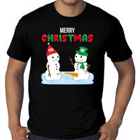 Bellatio Grote maten Merry Christmas sneeuwpoppen mijne is groter fout Kerst t-shirt zwart voor heren