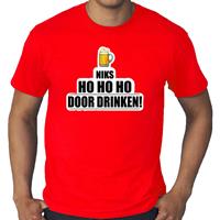 Bellatio Grote maten niks ho ho ho bier doordrinken foute Kerst t-shirt rood voor heren