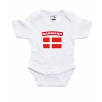Bellatio Danmark romper met vlag Denemarken wit voor babys -
