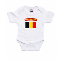 Bellatio Belgium romper met vlag Belgie wit voor babys -