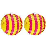 8x stuks gekleurde party Lampion geel/roze 24 cm -