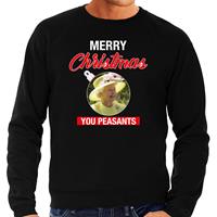 Bellatio Queen/koningin Merry Christmas peasants foute Kerst sweater / trui zwart voor heren