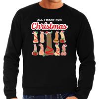 Bellatio All I want for Christmas / piemels foute Kerst sweater / trui zwart voor heren