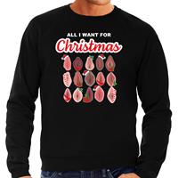 Bellatio All I want for Christmas pussy/ vagina foute Kerst sweater / Kersttrui zwart voor heren