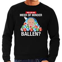 Bellatio Wilders Meer of minder ballen foute Kerst sweater / trui zwart voor heren