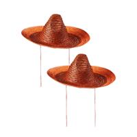 2x stuks oranje carnaval verkleed sombrero hoed 48 cm -