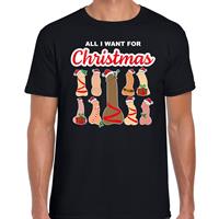 Bellatio All I want for Christmas / piemels fout Kerst t-shirt zwart voor heren