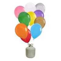 Bellatio 30x Gekleurde helium ballonnen 27 cm + helium tank/cilinder -