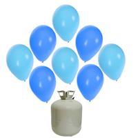 Bellatio 30x Helium ballonnen blauw/licht blauw 27 cm jongetje geboorte + helium tank/cilinder -
