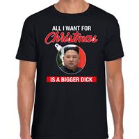 Bellatio Kim Jong-un All I want for Christmas fout Kerst shirt zwart voor heren