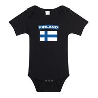 Bellatio Finland romper met vlag zwart voor babys -