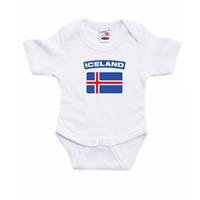 Bellatio Iceland romper met vlag IJsland wit voor babys -