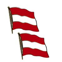 2x stuks pin broche speldje vlag Oostenrijk 2 cm -