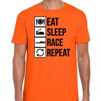 Bellatio Eat sleep race repeat supporter / race fan t-shirt oranje voor heren
