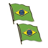 2x stuks pin speldje broche vlag Brazili℃ 20 mm -