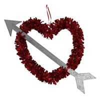 1x Valentijnsdag/bruiloft Versiering Hangend Hart Met Pijl 45 Cm ametta Folie Hangdecoratie Hartjes
