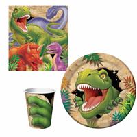 Bellatio Kinderfeestje Dinosaurussen thema tafel dekken eetset voor 8x kinderen -