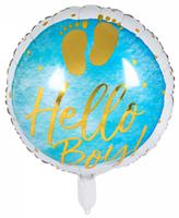Boland folieballon Hello Boy! 45 cm blauw/wit/goud