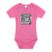 Bellatio Straight outta mommy geboorte cadeau / kraamcadeau romper roze voor babys / meisjes -