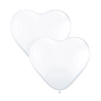Qualatex Pakket van 2x stuks  hartjes ballonnen wit 90 cm -