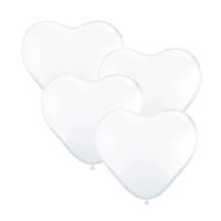 Qualatex Pakket van 4x stuks  hartjes ballonnen wit 90 cm -