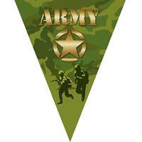 Bellatio Leger camouflage army thema vlaggetjes slinger/vlaggenlijn groen van 5 meter -