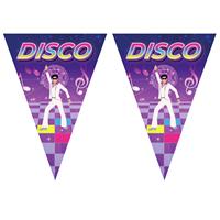 Bellatio 2x stuks disco thema vlaggetjes slingers/vlaggenlijnen paars van 5 meter -