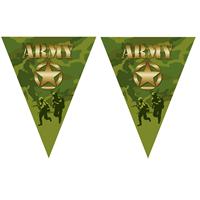 Bellatio 2x stuks leger camouflage army thema vlaggetjes slingers/vlaggenlijnen groen van 5 meter -