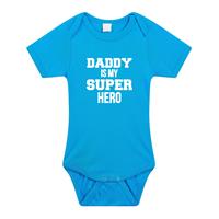 Bellatio Decorations Daddy super hero geboorte cadeau / kraamcadeau romper blauw voor babys / jongens -
