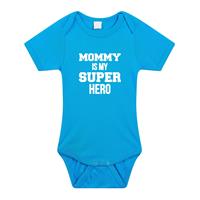Bellatio Decorations Mommy super hero geboorte cadeau / kraamcadeau romper blauw voor babys / jongens -