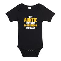 Bellatio Auntie loves me to the moon tante cadeau baby rompertje zwart jongen/meisje -
