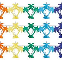 3x stuks gekleurde Hawaii palmbomen thema feestslinger 4 meter -