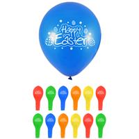 12x stuks Happy Easter thema ballonnen in verschillende kleuren 23 cm -