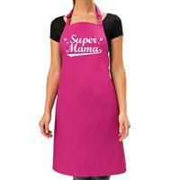 Bellatio Super mama cadeau bbq/keuken schort roze dames -