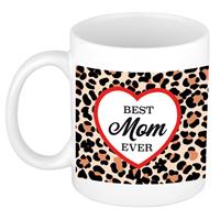 Bellatio Decorations Best mom ever luipaardprint cadeau mok / beker wit -