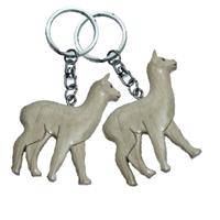 Set van 4x stuks houten witte lama sleutelhangers 5.5 cm -