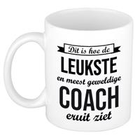 Bellatio Leukste en meest geweldige coach cadeau koffiemok / theebeker wit 300 ml -
