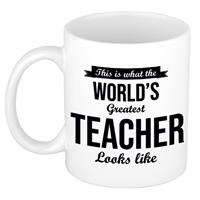 Bellatio Worlds Greatest Teacher cadeau koffiemok / theebeker voor leraar / lerares 300 ml -