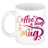 Bellatio Decorations Coffee hug in a mug cadeau mok / beker wit 300 ml -