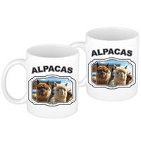 Bellatio 2x stuks dieren alpaca beker - alpacas/ alpacas mok wit 300 ml -
