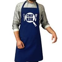 Bellatio Chef kok barbeque schort / keukenschort kobalt blauw voor her -