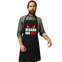 Bellatio Vegans are evil barbecueschort/ keukenschort zwart heren -