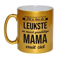 Bellatio Gouden leukste en meest geweldige mama cadeau koffiemok / theebeker 330 ml -
