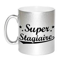 Bellatio Super stagiaire zilveren cadeau mok / beker met sterren 330 ml -