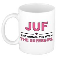 Bellatio Juf the woman, the myth, the supergirl cadeau koffiemok / theebeker 300 ml -