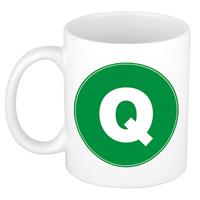 Bellatio Mok / beker met de letter Q groene bedrukking voor het maken van een naam / woord of team -
