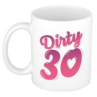 Bellatio Dirty 30 jaar kado mok / beker wit en roze - verjaardagscadeau -