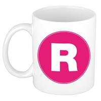 Bellatio Mok / beker met de letter R roze bedrukking voor het maken van een naam / woord of team -